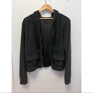 Ardene black velour zip-up hoodie
